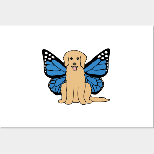 Blue Golden Retriever Butterfly Posters and Art